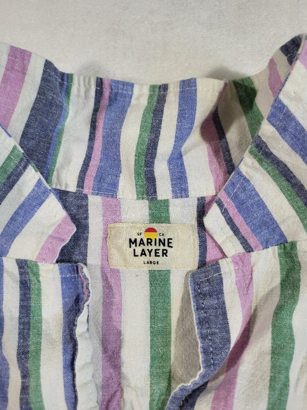 Marine Layer - Lucy SS Resort Shirt - Cool Stripes - Large - Picture 6 of 9